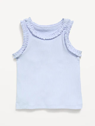 Printed Sleeveless Ruffle-Trim Ribbed Top for Toddler Girls | Old Navy (US)