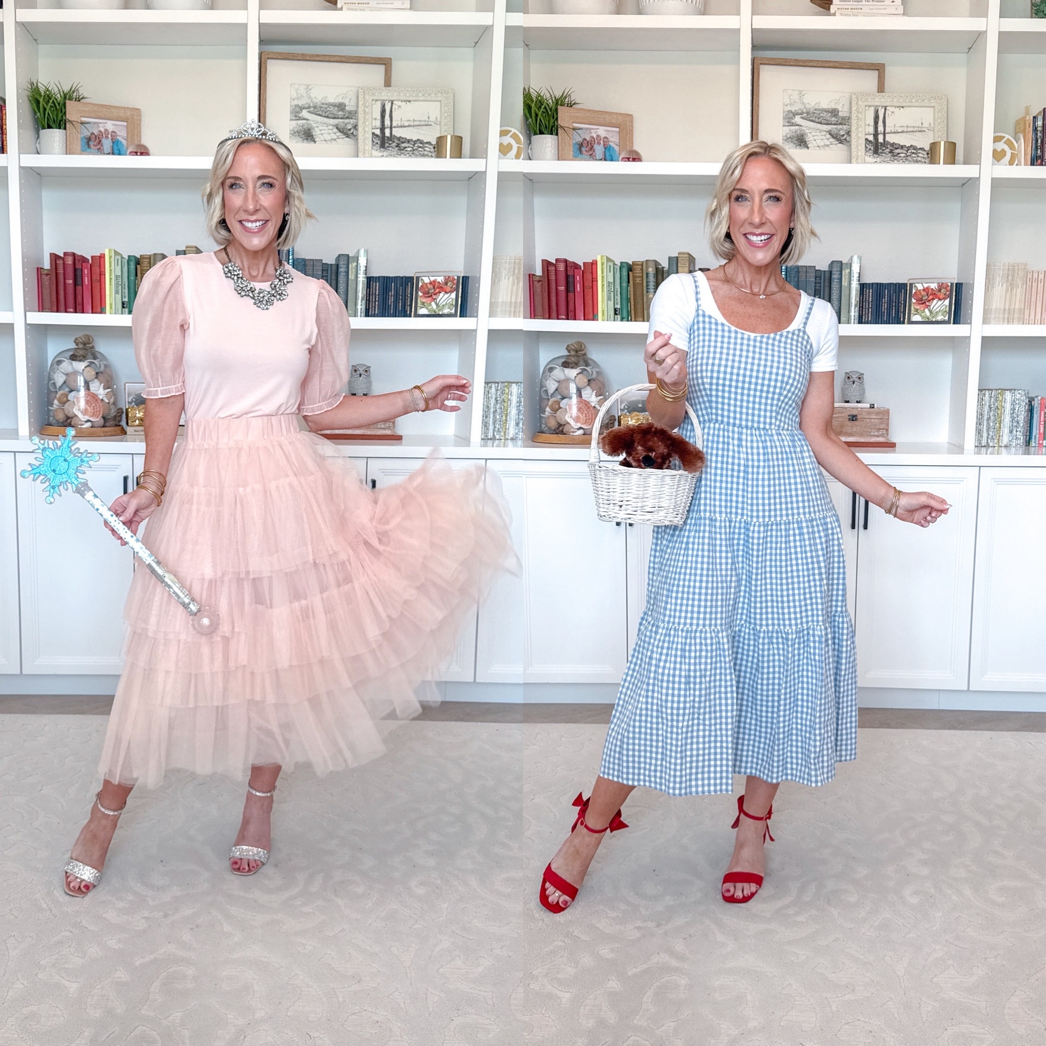 Halloween ‘Costumes’ - with regular clothes - part 2: (some of these items are old, so I am linking what I can or linking similar items) 1. Glinda: tulle skirt - size M/L (other items are old). 2. Dorothy: gingham dress - size small // white tee - size small // red heels - tts.