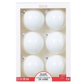 6ct. 3" Solid White Glass Ball Ornament Set by Ashland® | Michaels Stores