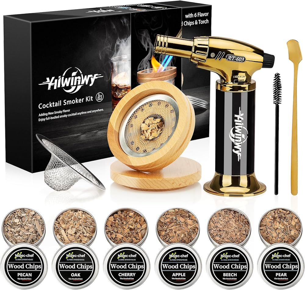 Yiiwinwy Cocktail Smoker Kit with Torch,Whiskey Smoker Kit,Bourbon/Drink/Old Fashioned Smoker Kit... | Amazon (US)