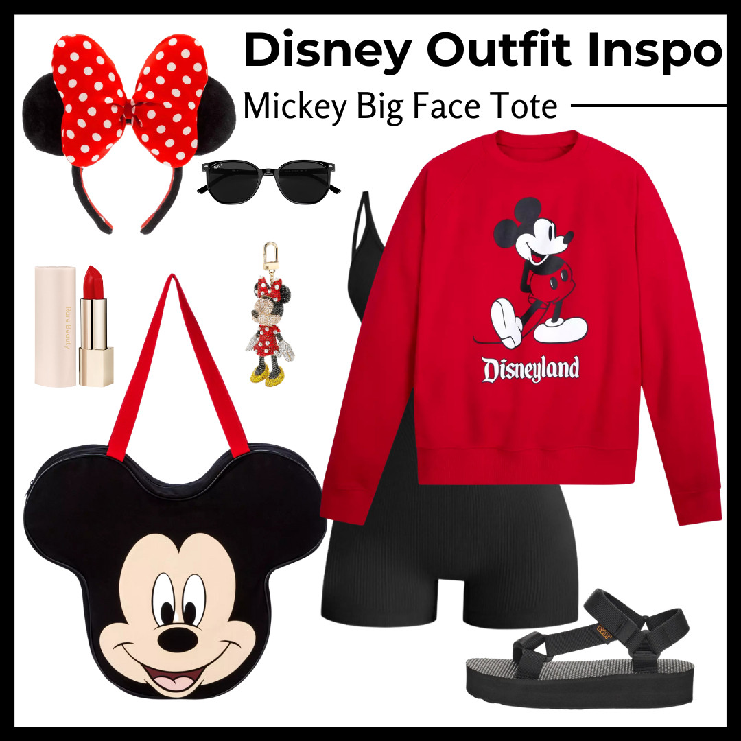 This Mickey Big Face Tote is going viral, and I can see why! 🖤🤍 The perfect mix of Disney magic and everyday style. Here’s how I’d style it—casual, cute, and park-ready! 🏰✨ #DisneyStyle #MickeyTote #DisneyFashion 

 #LTKTravel #LTKFamily