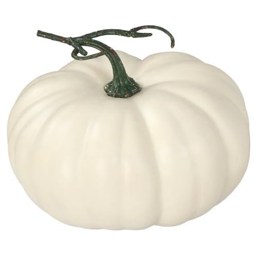 LFF 9.5" x 7.5" White Fake Pumpkin for Fall Thanksgiving Halloween Decor | Amazon (US)