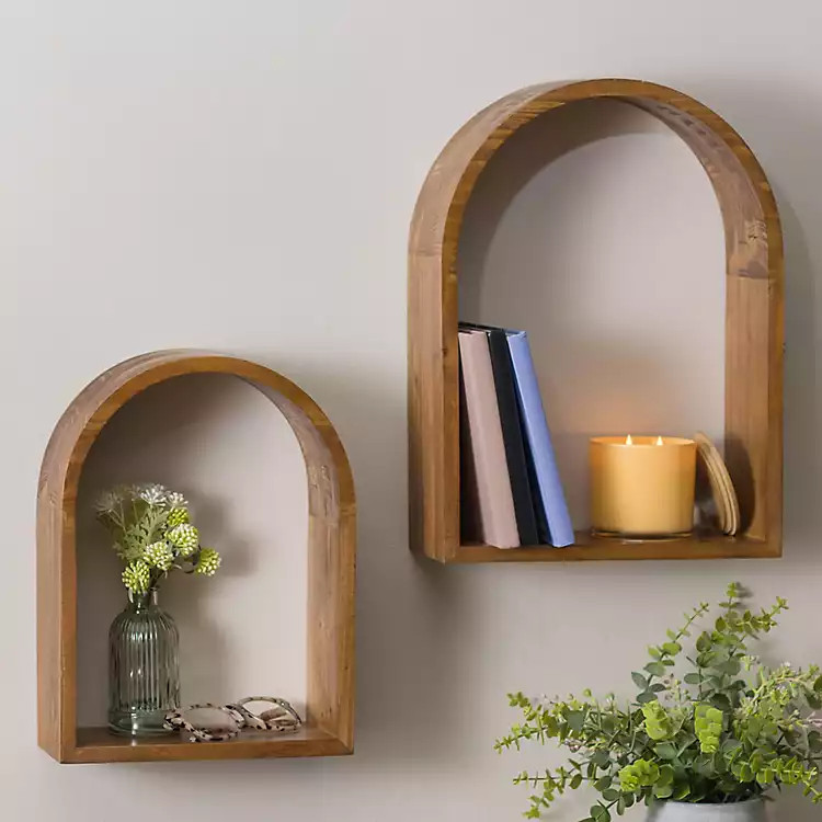Arched Fir Wood Shelves, Set of 2 | Kirklands