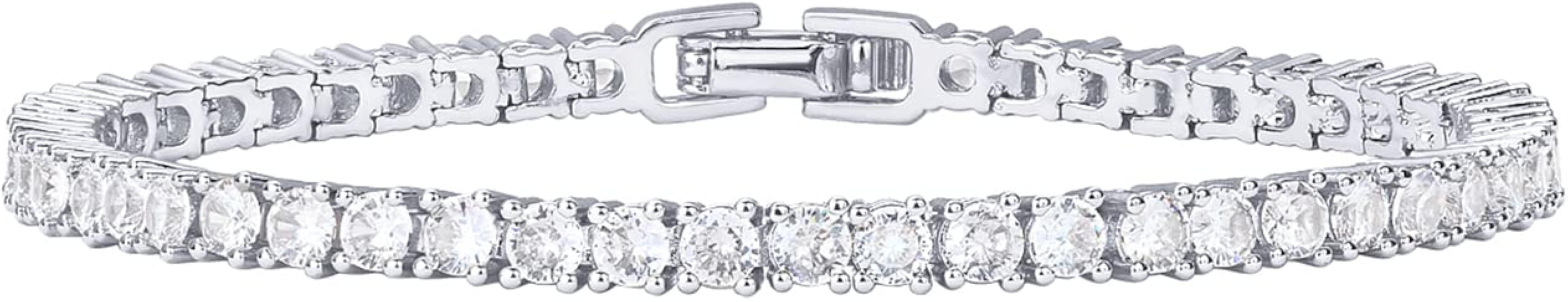 PAVOI 14K Gold Plated 3mm Cubic Zirconia Classic Tennis Bracelet | Gold Bracelets for Women | Amazon (US)