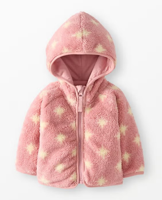 Girls' Winter Star On Pink Holiday Marshmallow Fleece Jacket in 100% Cotton - Size Baby 6-12 mos by Hanna Andersson | Hanna Andersson