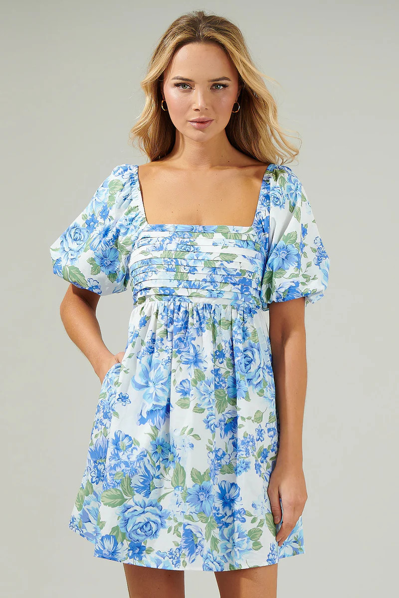 Truth Be Told Blue Floral Pleated Midi Dress | Sugarlips