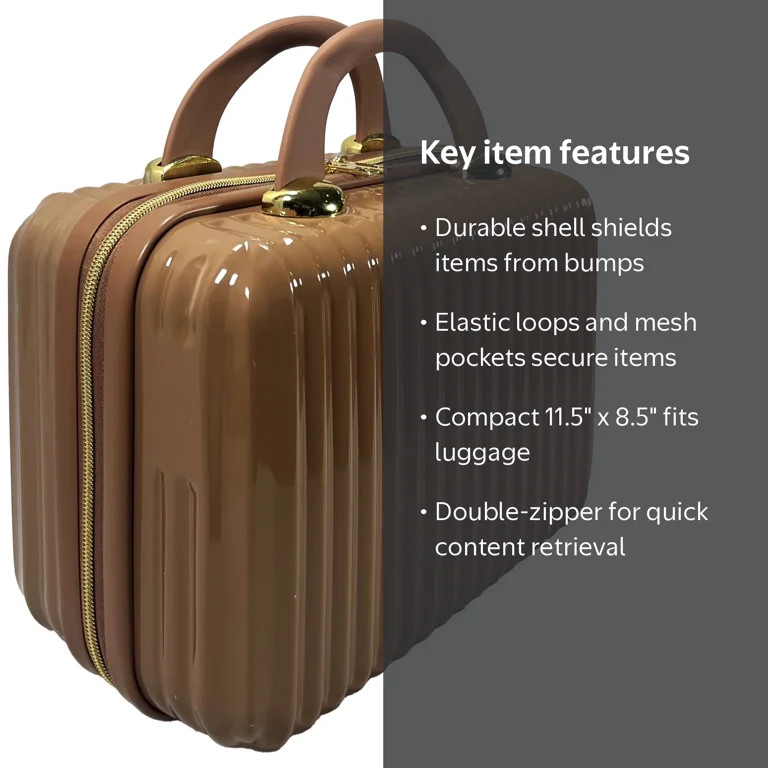 Hard Shell Cosmetic Travel Case, Mocha Mousse, 1 Count | Walmart (US)