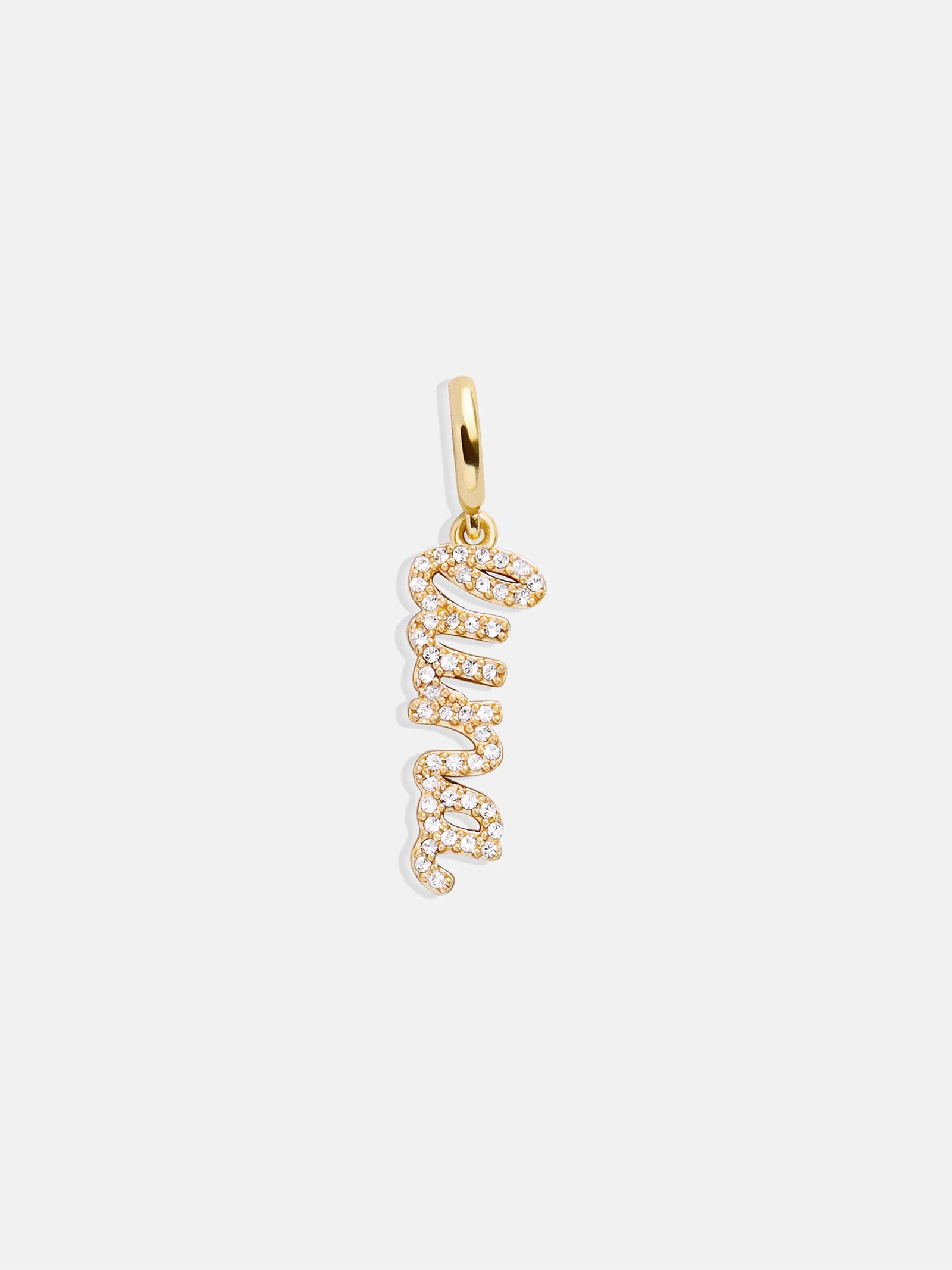 Script Custom Nameplate Charm - Gold/Pavé | BaubleBar
