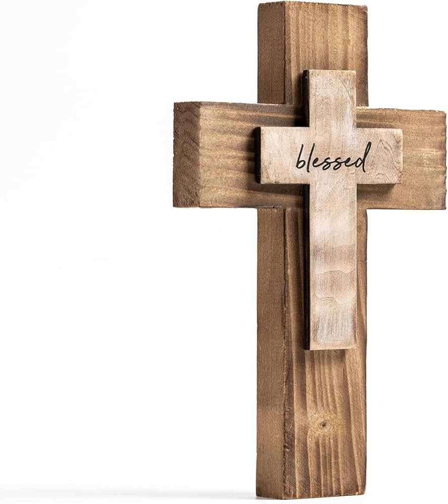 OKSQW Wall Wooden Christians Cross Spiritual Religious Cross Gifts With Hook on Hanging Wall Or T... | Amazon (US)