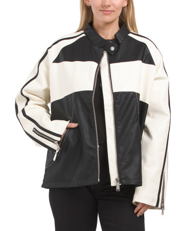 Faux Leather Moto Jacket | TJ Maxx