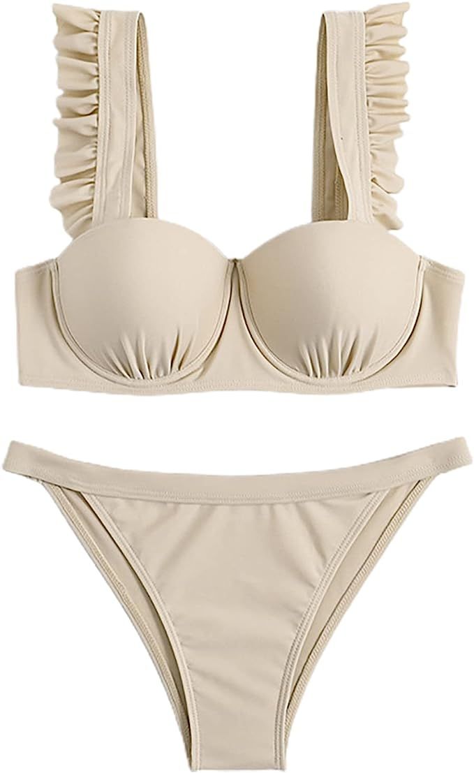 Honrane 2 Pcs/Set Summer Bikini Set Bathing Charming Quick Dry Summer Bikini Set Beige L | Amazon (US)