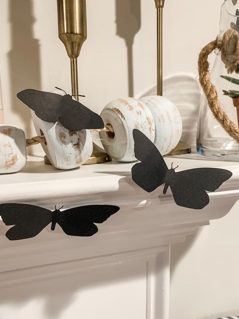 Black Butterflies and Moths Halloween Decor Black | Etsy | Etsy (US)