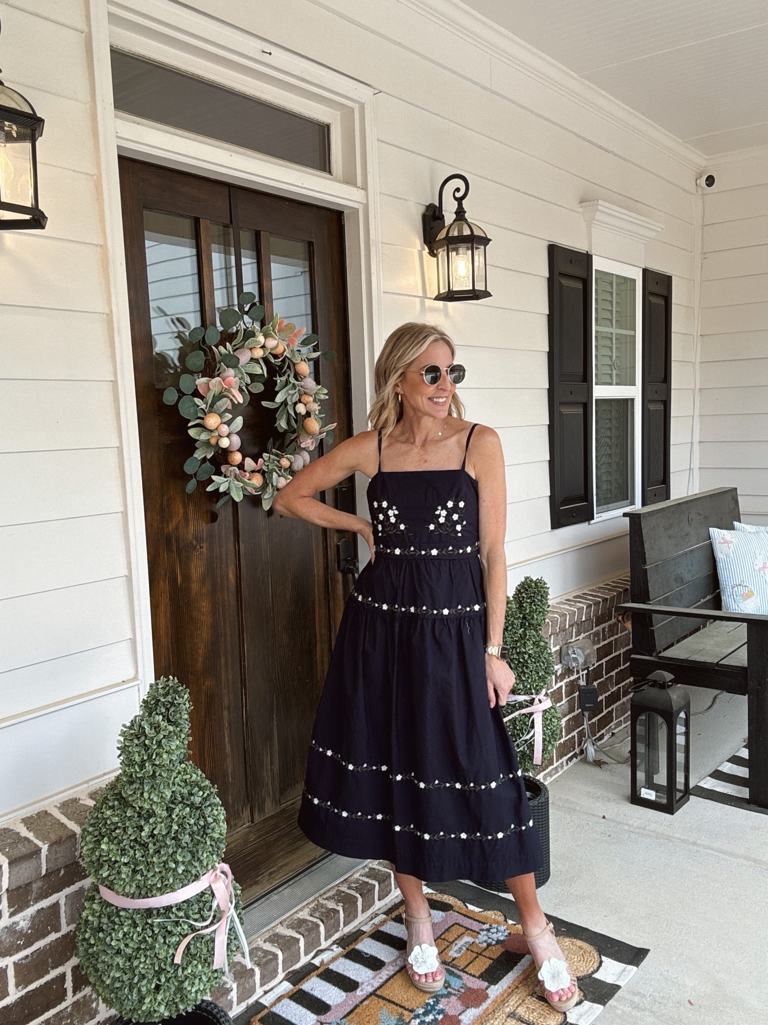 Capture this beautiful look for less… For under $40 this floral embroidery dress offers the perfect balance of a structured bodice and a flowing skirt 100% cotton. Wearing a size extra small.