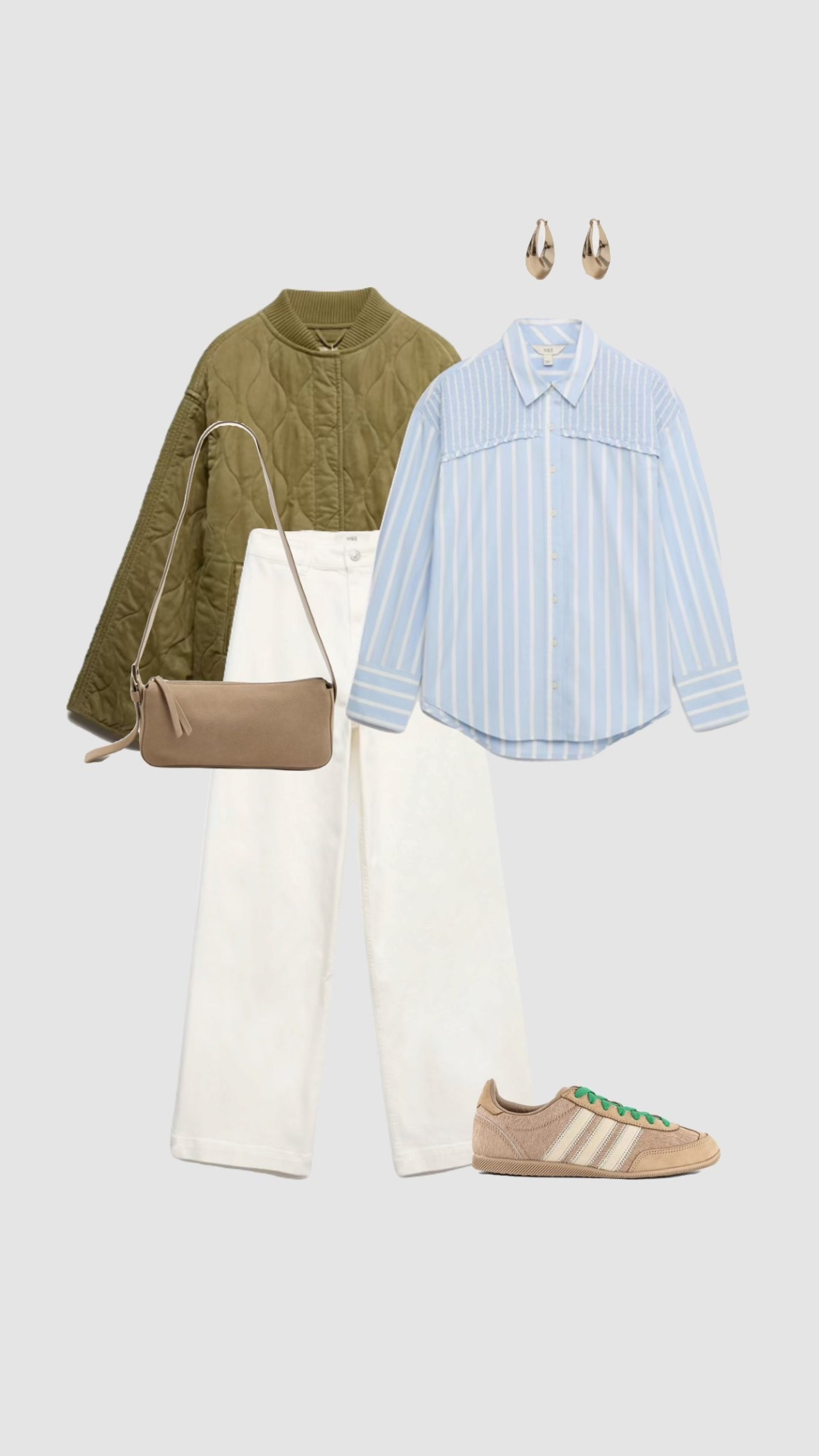 Green Quilted Jacket, Blue Striped Shirt, High Waisted White Wide Leg Jeans & Beige Suede Trainers Transitional Spring Outfit 🌿
These jeans are also in the sale right now!


• smart casual style city break outfits uk fashion brunch outfits holiday outfit adidas japan trainers cool girl outfits outfit blue shirted cotton shirt top  •

#LTKSeasonal #LTKTravel #LTKSpringSale