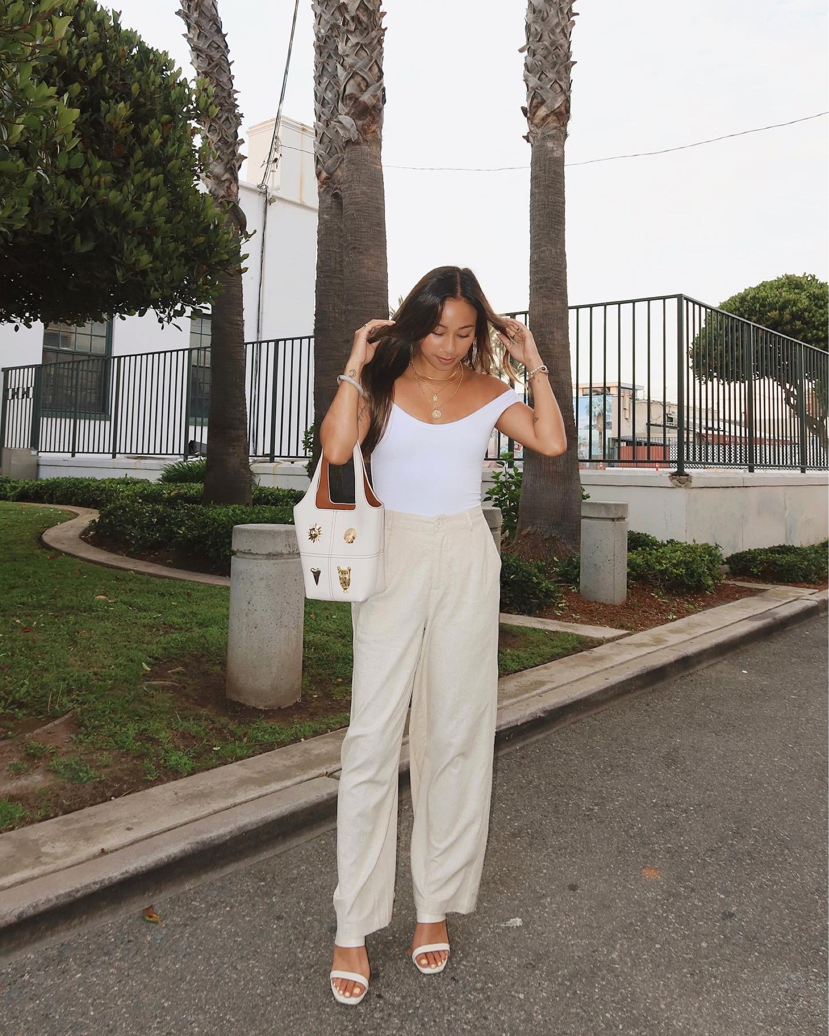 neutral outfit 🫶🏽 | trousers are TTS, wearing XS | linen pants | linen trousers | white bodysuit | ribbed bodysuit | neutral heels | neutral fashion inspo | neutral outfit ideas | casual outfit | summer fashion 

#LTKshoecrush #LTKunder100 #LTKstyletip