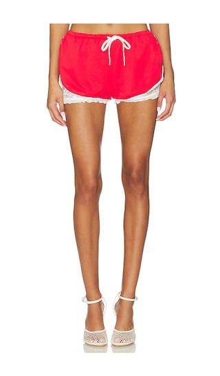 Lace Lined Short in Red | Revolve Clothing (Global)