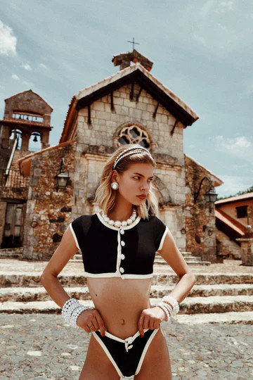 The Grace Top (Ribbed Black/Cream) | SAME