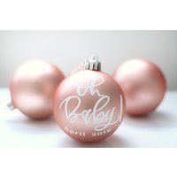 Oh Baby Christmas Ornament - Pregnancy Announcement Rose Gold Pink Ornament- 2019 Coming Soon | Etsy (US)