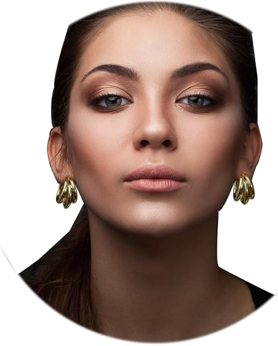 A Golden Cloud Gold Chunky Hoop Earrings For Women Statement Earrings Double Hoop 14K Gold Plated... | Amazon (US)