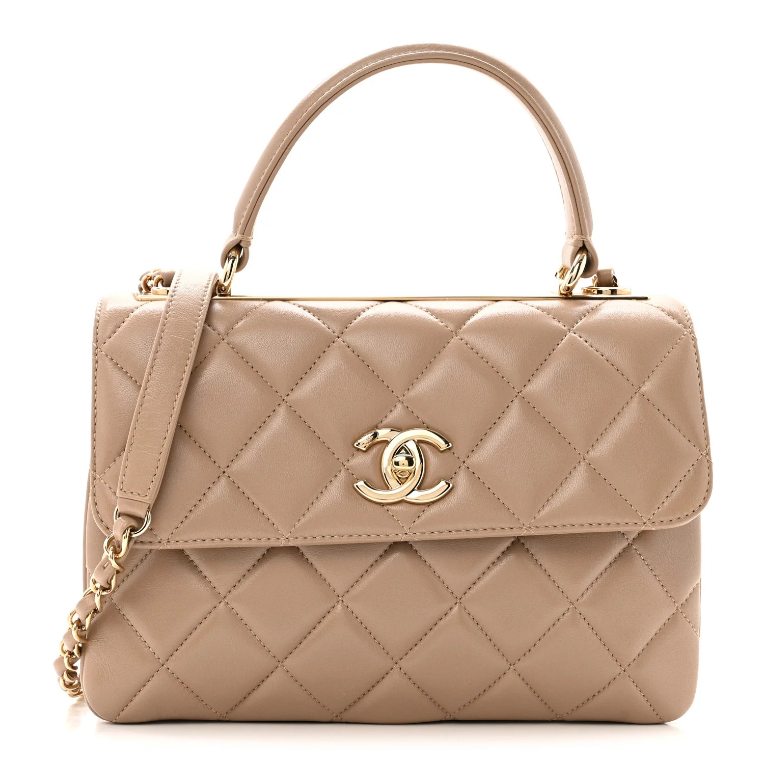 Chanel Lambskin Quilted Small Trendy CC Dual Handle Flap Bag Beige 1860836 | FASHIONPHILE (US)