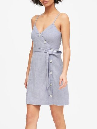 Linen-Cotton Button-Front Mini Dress | Banana Republic (US)
