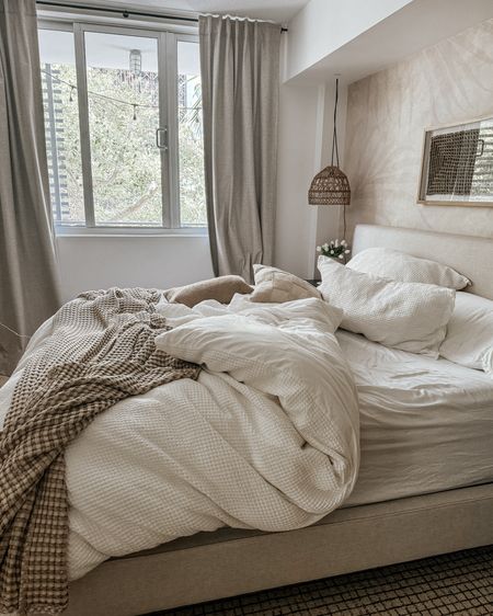 monday morning messy bed vibes ☁️ 

sheets, comforter, duvet cover, sleeping pillows, throw pillows, quilt, throw blanket, neutral bedroom, bedroom decor, bedding

#LTKHome #LTKVideo
