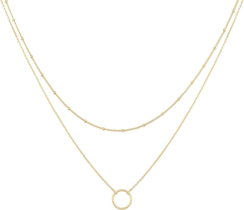 MEVECCO Layered Heart Necklace Pendant Handmade 18k Gold Plated Dainty Gold Choker Arrow Bar Laye... | Amazon (US)