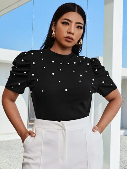 SHEIN Plus Pearl Beaded Top
   SKU: swtee07210112729      
          (1770 Reviews)
            U... | SHEIN