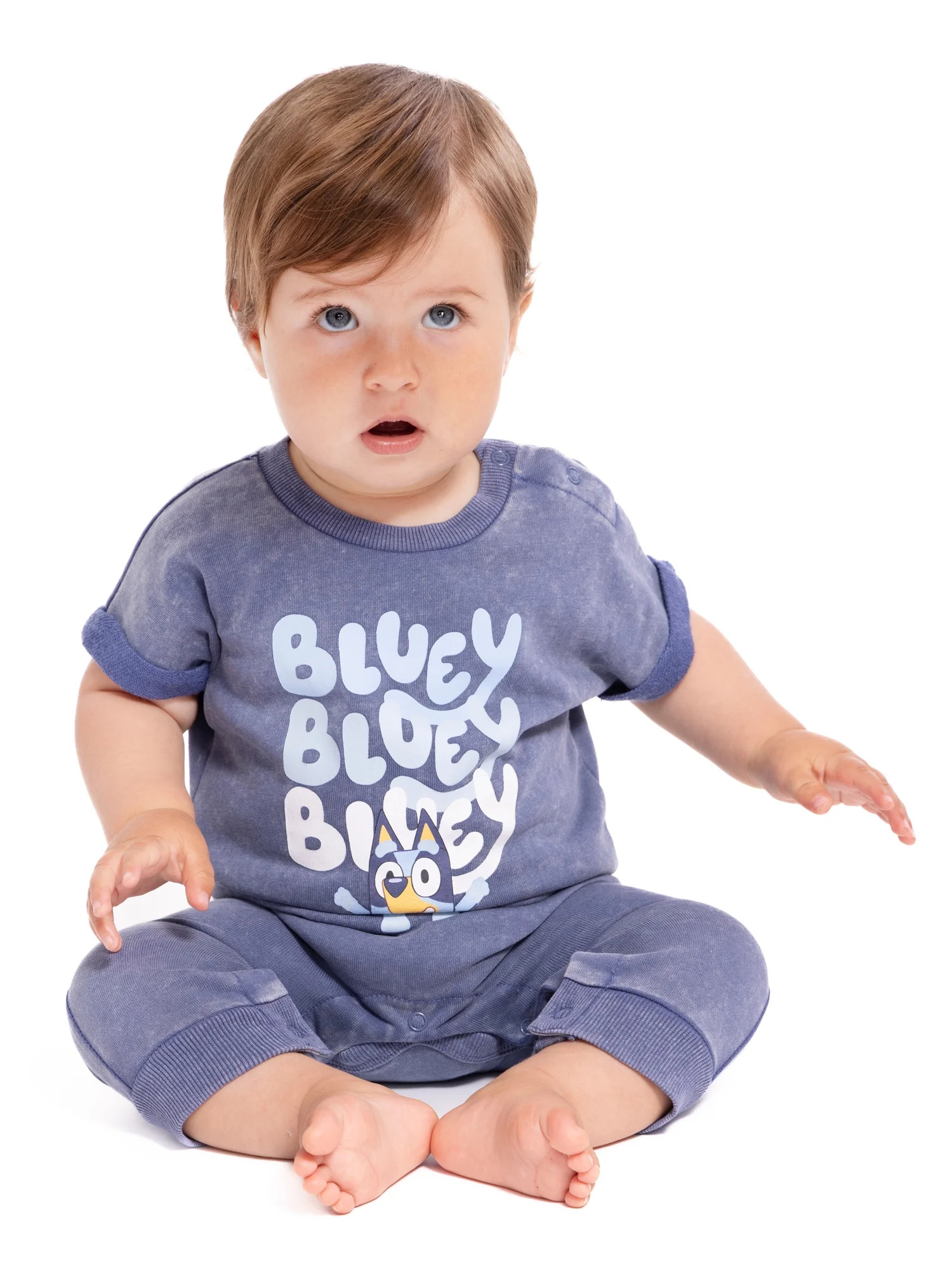 Bluey Baby Boys or Girls Graphic Washed Romper, Sizes 0/3M-24M | Walmart (US)