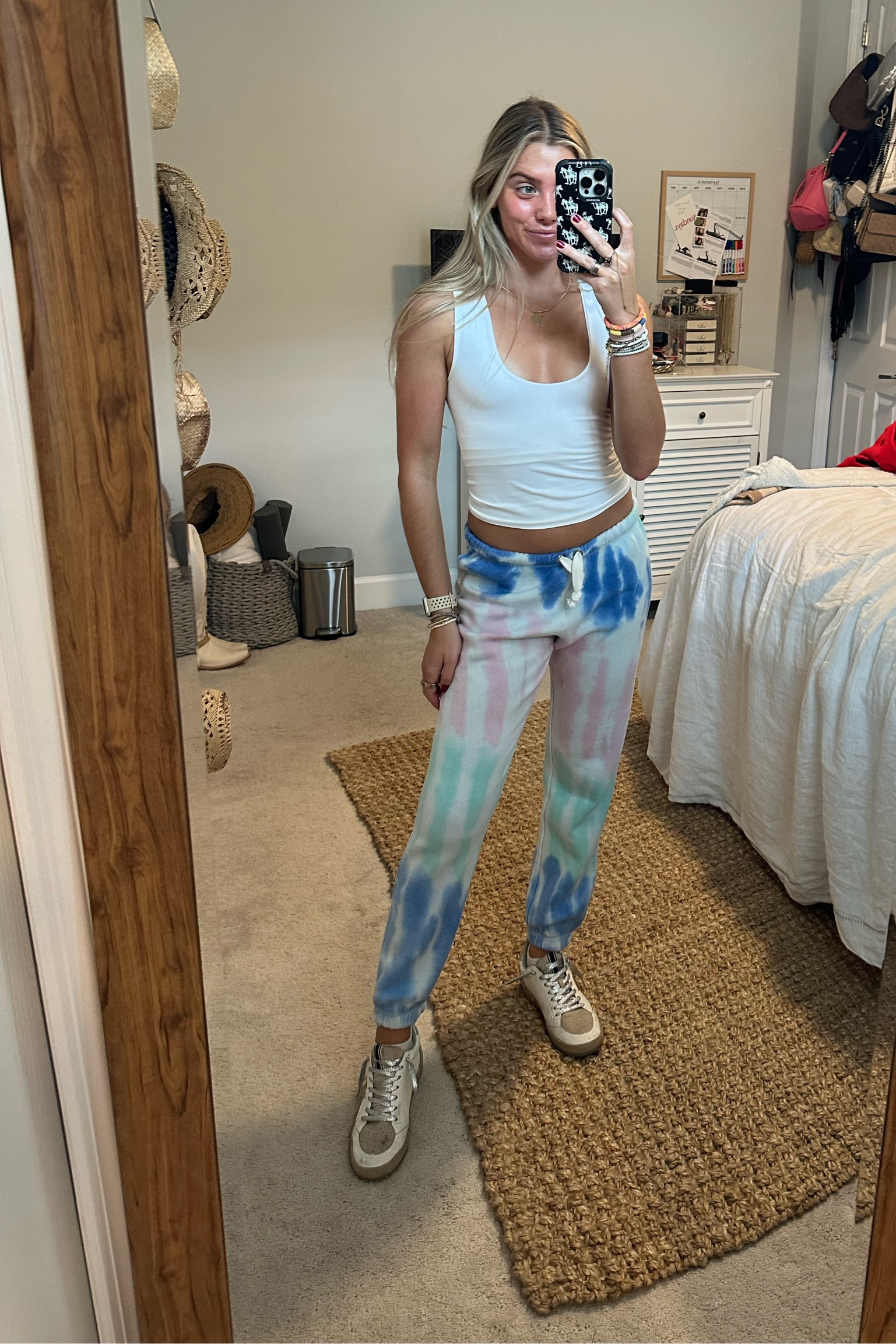 Free people white cropped tank. Coco lilys tie dye sweatpants. Star sneakers. Travel outfit. Loungewear. Cocolillys. Cocolillys boutique. Fall fashion. Winter fashion. Sweaters. Mini dresses. Activewear. #outfit #fashion #style #ootd #ootn #outfitoftheday #fashionstyle  #outfitinspiration #outfitinspo #tryon #tryonhaul #fashionblogger #microinfluencer #fyp #lookbook #outfitideas #currentlywearing #styleinspo #outfitinspiration outfit, outfit of the day, outfit inspo, outfit ideas, styling, try on, fashion, affordable fashion.

#LTKfindsunder50 #LTKstyletip #LTKU