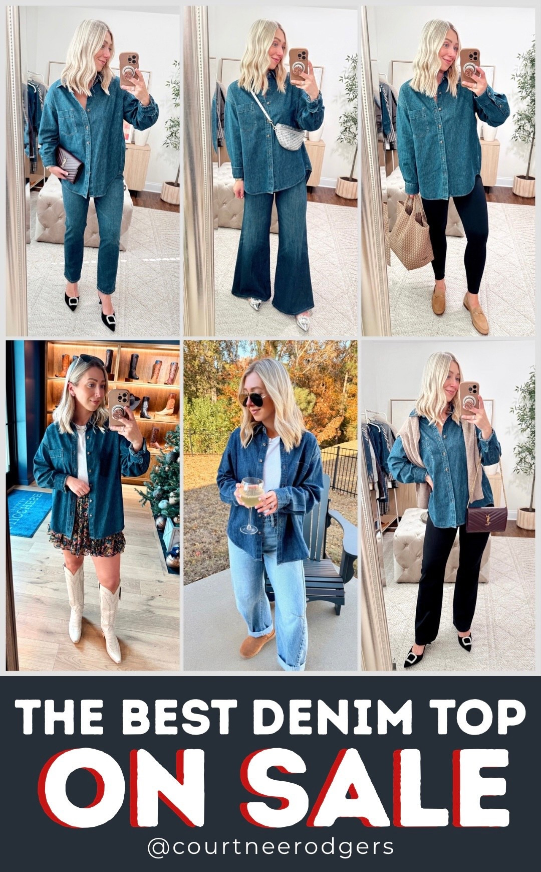 The best denim shirt is on sale! It’s truly that closet staple you don’t know how you ever lived without it once you have it! Runs big, I have size XS!
➡️Dark Blue: 
Bleu In The Dark 
➡️Light Blue: 
 7 Yrs Pctr Ths Bleu 


Denim on denim, Aritzia, frame denim, Clare V, winter outfits, Sam Edelman, petite outfits, winter outfits, casual outfits,  

#LTKHoliday #LTKFindsUnder100 #LTKGiftGuide