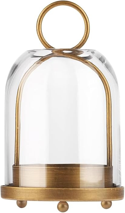 7.5" High Versatile Modern Metal Hurricane Lantern with Handmade Sturdy Glass Dome in Vintage Bra... | Amazon (US)