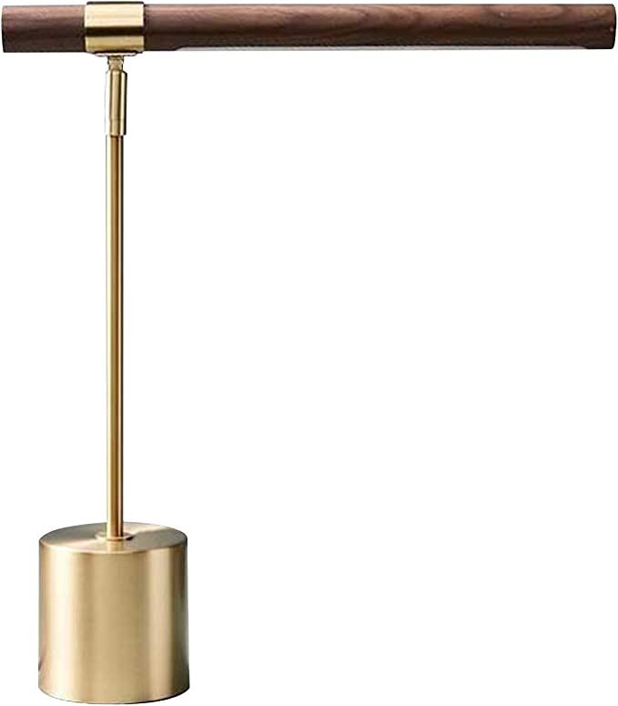 Modern Banker Slim Table Lamp - LED Desk Light - Wood Brass Lamp - Adjustable Modern Table Lamp -... | Amazon (US)