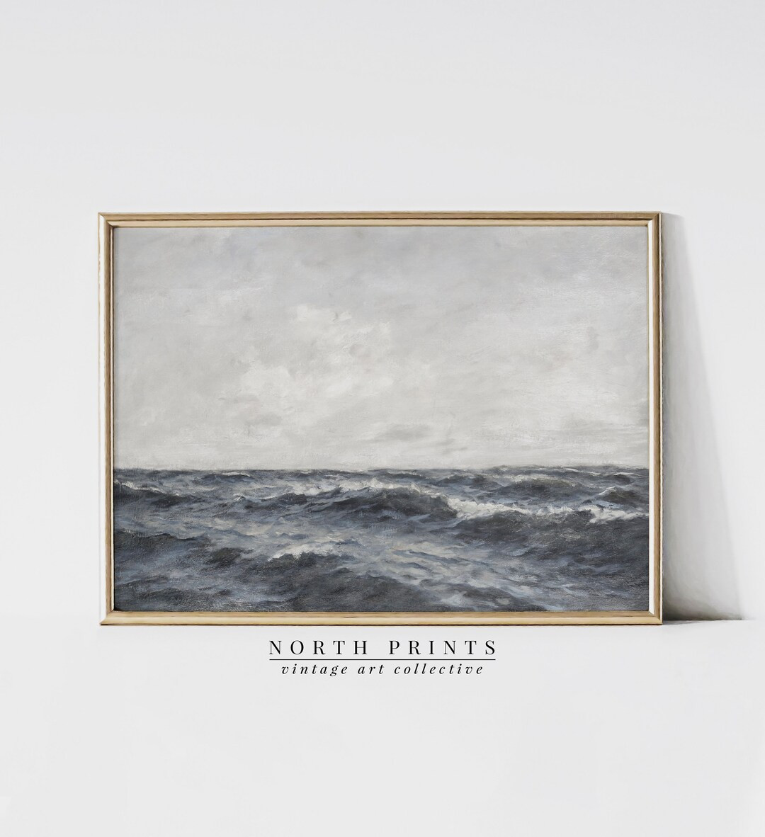 Printable Seascape Vintage Painting Coastal Ocean Wall Art Print Bathroom Decor 375 - Etsy | Etsy (US)