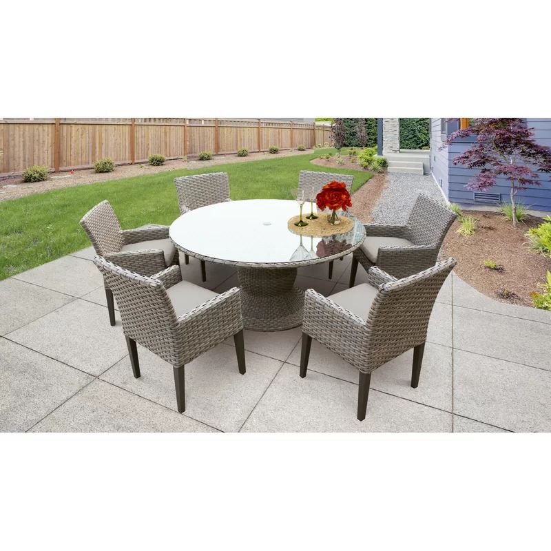 Rockport Round 6 - Person 60'' Long Dining Set with Cushions | Wayfair North America