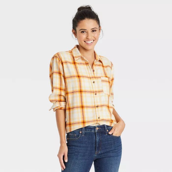 Women's Long Sleeve Flannel Button-Down Shirt - Universal Thread™ Plaid | Target