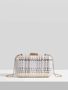 Metallic Geometric Pattern Clutch Bag | SHEIN
