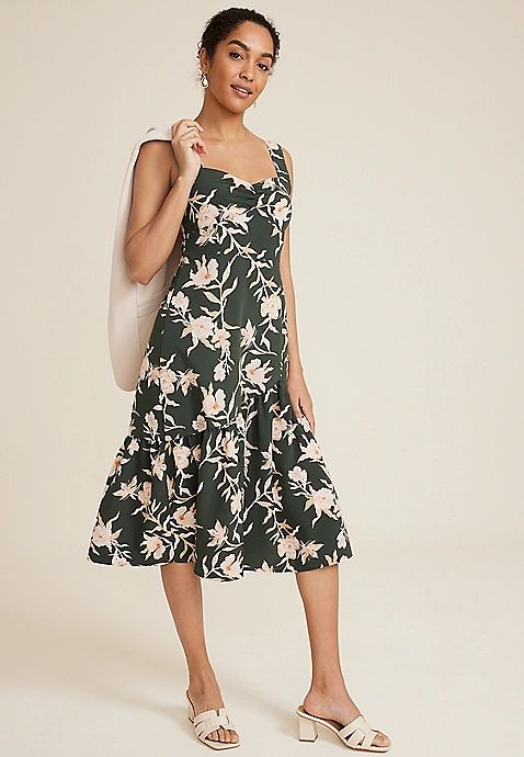 Sweetheart Floral Tiered Midi Dress | Maurices