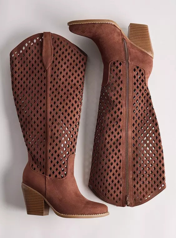 Wide Width Laser Cut Western Boot (WW) in Brown - Wide Width & Wide Calf | Torrid (US & Canada)
