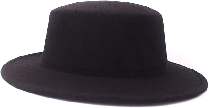 vipolish Fashion Classic Black Wool Blend Fedora Hat Brim Flat Church Derby Cap Flat for Wedding ... | Amazon (CA)