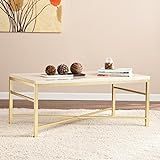 Amazon.com: SEI Furniture Orinda Faux Stone, Coffee Table, Travertine/Matte Brass : Everything El... | Amazon (US)