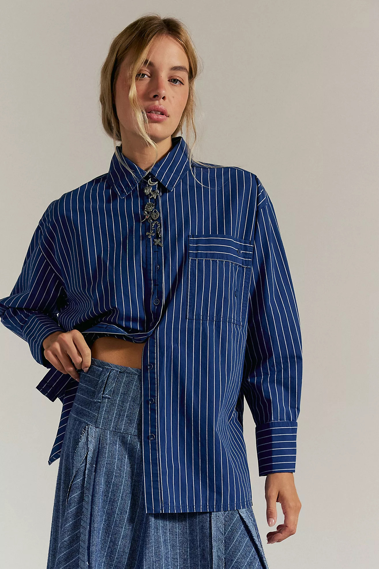 We The Free Hallie French Cuff Stripe Top | Free People (Global - UK&FR Excluded)