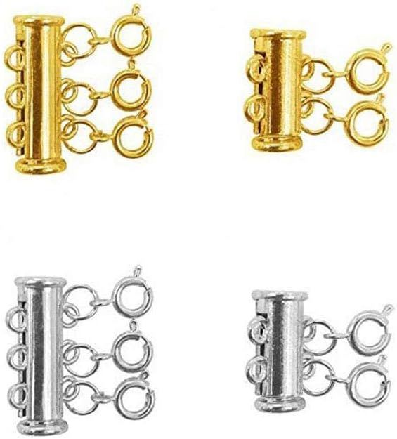 Layered Necklace Spacer Clasps, 2/3 Strands Slide Magnetic Tube Lock with Lobster Clasps for Brac... | Amazon (US)