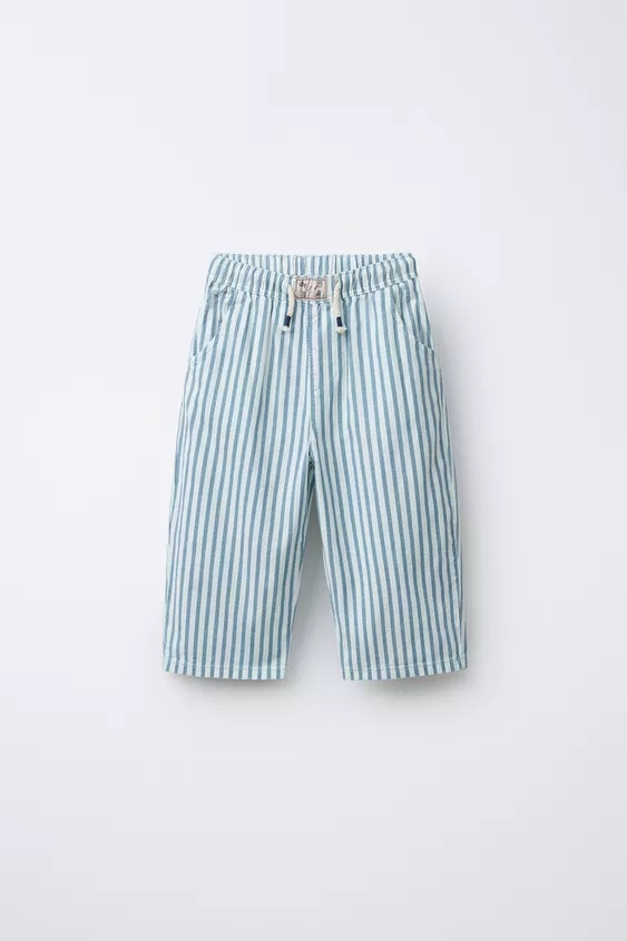 STRIPED COTTON LINEN PANTS | Zara US