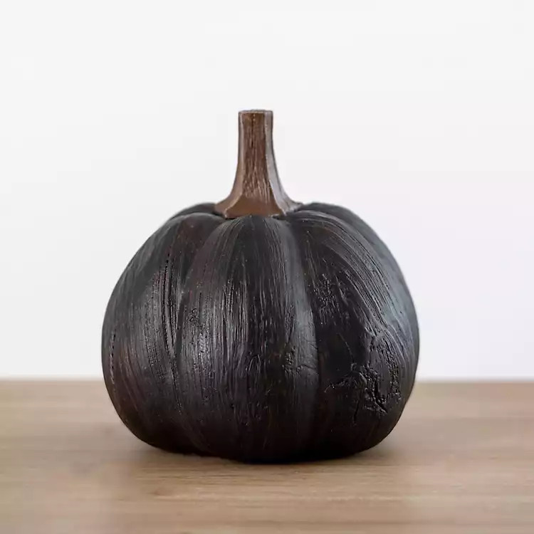New! Black Wood Grain Pumpkin, 5 in. | Kirkland's Home
