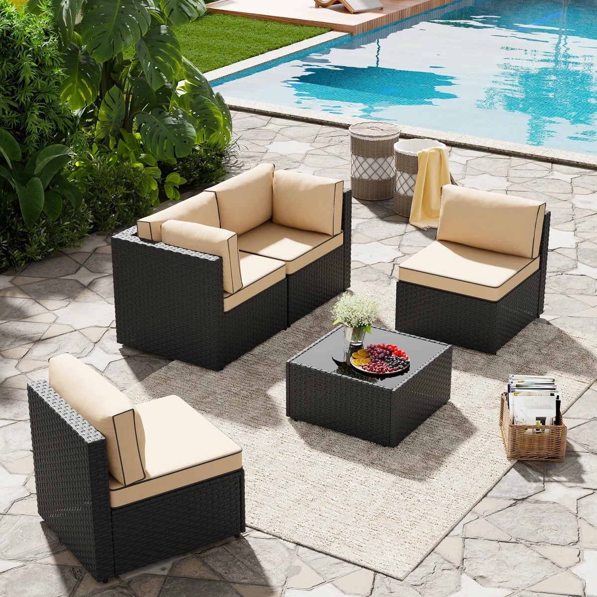 Relax under the sun with a new outdoor patio set! The 5-Piece Outdoor Patio Set with Cushions is ON SALE and under $400.

Keywords: Outdoor patio set, outdoor patio furniture, seating group, seating group set, sectional set, couch set, 5-piece outdoor patio set, day bed, outdoor furniture 

#LTKSeasonal #LTKSaleAlert #LTKHome