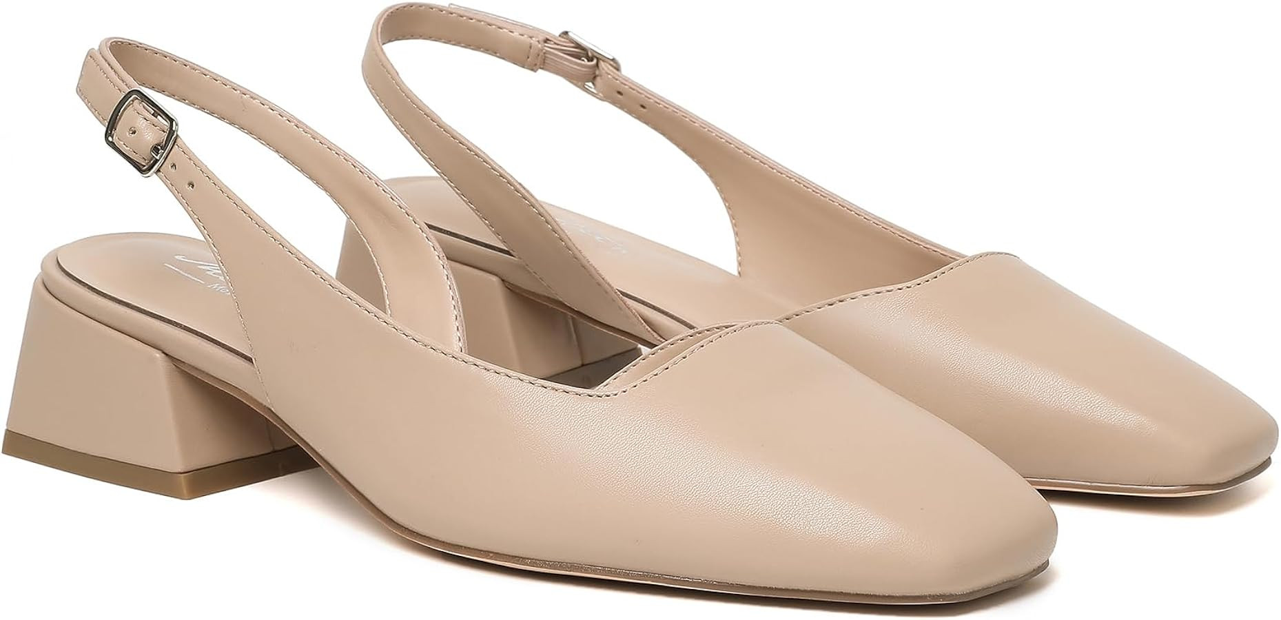 Mostrin Womens Chunky Low Heels D'Orsay Slingback Block Heel Pumps Closed Square Toe Dress Shoes ... | Amazon (US)