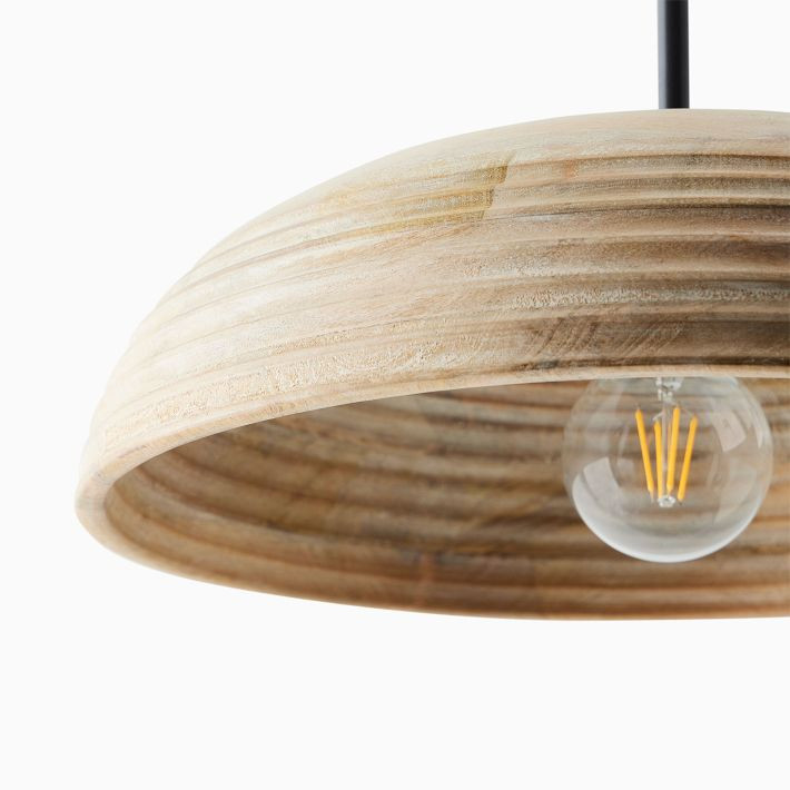 Sculptural Wood Hardwired Pendant (7.5"–18") | West Elm (US)