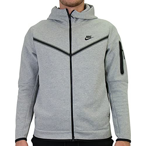 Nike men Sportswear Tech Fleece Full-Zip Hoodie, Dark Grey Heather/Black, Small | Amazon (US)