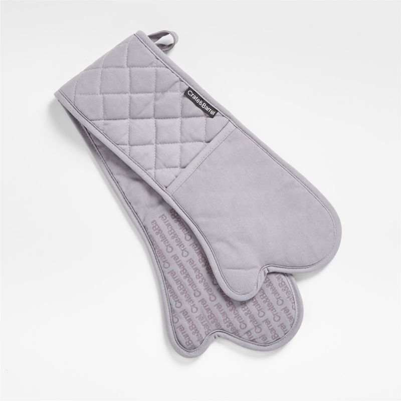 Silicone Grip Alloy Grey Double Oven Mitt + Reviews | Crate & Barrel | Crate & Barrel